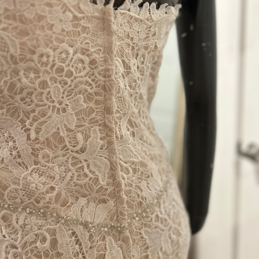 Elegant strapless lace wedding gown by Impression Bridal. - Picture 6 of 9